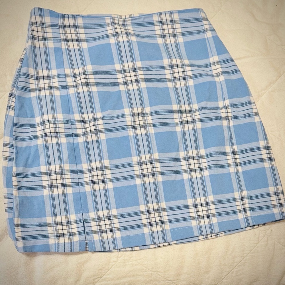 Brandy Melville Light Blue Plaid Mini Skirt